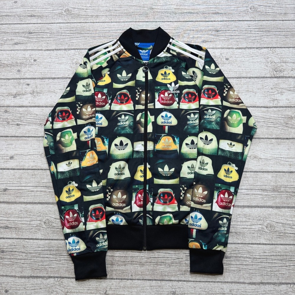 Adidas Originals Track Jacket Men's Small Multicolor All Over Print Heel Photo